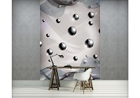 Флизелиновые фотообои в спальню 206x275 см Черные шары на сером фоне (2602VEA)+клей