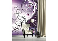 Флизелиновые фотообои на всю стену 206x275 см Вензеля на фиолетовом фоне (2606VEA)+клей