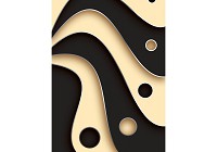 Флизелиновые 3д фотообои в коридор 184x254 см Черные и кремовые круги и волны (2611V4A)+клей - вид 1 миниатюра