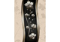 Флизелиновые фотообои 206x275 см Цветы на черном фоне и бежевые полосы (2614VEA)+клей - вид 1 миниатюра