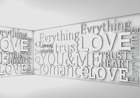 Флизелиновые фотообои 3д серые в зал 416x254 см Романтические английские слова (2650VEXXXL)+клей