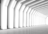 Флизелиновые фотообои в коридор 312x219 см 3D Длинный белый коридор (2653VEXXL)+клей