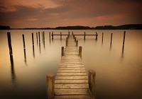 Флизелиновые фотообои мост 254x184 см 3D Длинный деревянный пирс в коричневом цвете (2654V4)+клей