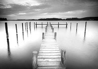 Популярные флизелиновые фотообои 312x219 см 3D Черно-белый длинный деревянный пирс (2655VEXXL)+клей