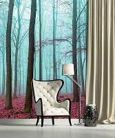 Природа флизелиновые 3д фотообои 206x275 см Осенний лес в тумане (2657VEA)+клей