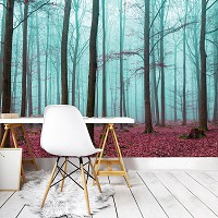 3д флизелиновые фотообои природа 312x219 см Осенний лес в тумане (2657VEXXL)+клей