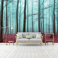 Флизелиновые фотообои 3д 254x184 см Осенний лес в тумане (2657V4)+клей