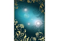 Флизелиновые фотообои красивые 206x275 см Цветочный узор Золотой Синий (2659VEA)+клей - вид 1 миниатюра