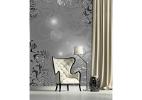 Красивые флизелиновые фотообои на кухню 184x254 см Цветочный серый узор (2661V4A)+клей