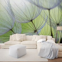 Флизелиновые 3д фото обои цветы 312x219 см Макро одуванчик на зеленом фоне (271VEXXL)+клей