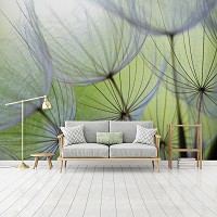 Флизелиновые фотообои в гостиную цветы 254х184 см 3Д Макро одуванчик на зеленом фоне (271V4)+клей - вид 9 миниатюра