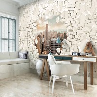 3 д флизелиновые фотообои город 312x219 см Нью-Йорк и Кирпичная стена (2720VEXXL)+клей