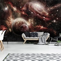 Флизелиновые 3д фотообои на тему космос 254x184 см Светящаяся Вселенная (2733V4)+клей
