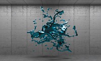 Абстрактные флизелиновые фотообои на стену 312x219 см 3D Синяя жидкость в невесомости (2803VEXXL)+клей
