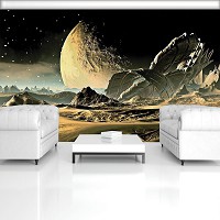 Флизелиновые фотообои на стену 3Д детские для мальчика 254x184 см Космический корабль на планете (2806V4)+клей