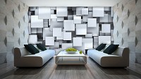 Фотообои флизелиновые 3D 416x254 см Серые абстрактные квадраты (2808VEXXXL)+клей