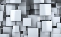 Арт флизелиновые фотообои 3д 312x219 см Большие серые абстрактные квадраты (2810VEXXL)+клей