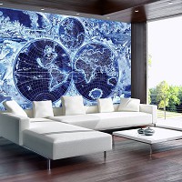 Флізелінові фотошпалери для зали 254x184 см Темно-синя карта світу (2820V4)+клей - вид 8 мініатюра