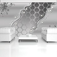 Флизелиновые фотообои фото 254x184 см Серые узоры и цветы (2851V4)+клей