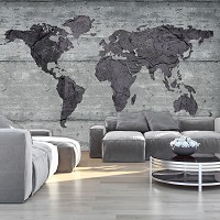 Флизелиновые фотообои серые 416x254 см Карта мира на бетоне (2854VEXXXL)+клей - вид 7 миниатюра