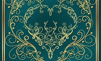 Готовые флизелиновые фотообои 312x219 см Золотые украшения на зеленом фоне (2855VEXXL)+клей