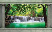 Флизелиновые красивые фотообои природа пейзаж 312x219 см 3Д Волшебный водопад между двух колонн (2872VEXXL)+клей