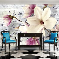 Флизелиновые фотообои цветы 3д фото 416x254 см Магнолия на серых деревянных досках (2878VEXXXL)+клей - вид 7 миниатюра