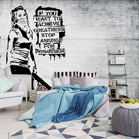 Флизелиновые фотообои с девушками граффити кирпичи 312x219 см Бэнкси Если вы хотите достичь величия 2899VEXXL+клей