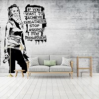 Флизелиновые фотообои буквы граффити на кирпичах 416x254 см Бэнкси Если вы хотите достичь величия (2899VEXXXL)+клей