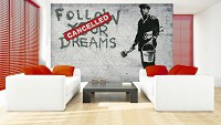 Флизелиновые фотообои граффити на бетоне 312x219 см Бэнкси Следуйте за своими мечтами - Отменено (2901VEXXL)+клей