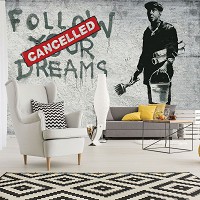 Флизелиновые фотообои граффити на бетоне 254x184 см Бэнкси Следуйте за своими мечтами - Отменено (2901V4)+клей