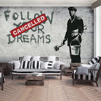 Искусство флизелиновые фотообои граффити бетон 368x254 см Бэнкси Следуйте за своими мечтами - Отменено 2901V8+клей