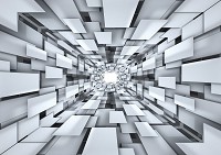 Арт флизелиновые фотообои 3д квадраты 312x219 см Серый туннель из прямоугольников (2906VEXXL)+клей - вид 1 миниатюра