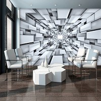 Флизелиновые фотообои 3д фото квадраты 416x254 см Серый туннель из прямоугольников (2906VEXXXL)+клей - вид 7 миниатюра