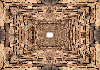 3д флізелінові фотошпалери коричнева цегла стиль лофт 254x184 см Тунель з камінням (2907V4)+клей - вид 1 мініатюра