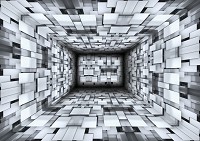 Флизелиновые фото обои узоры 3D 312x219 см Серый туннель из квадратов (2908VEXXL)+клей - вид 1 миниатюра