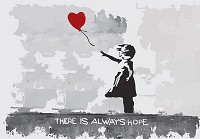 Флизелиновые фотообои граффити бетон 254x184 см Маленькая девочка с воздушным шаром Бэнкси Надежда есть всегда+клей