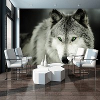 Флізелінові фотошпалери тварини 416x254 см 3Д Вовк із зеленими очима (2937VEXXXL)+клей - вид 7 мініатюра