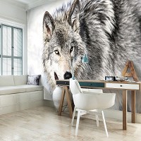 Флизелиновые 3д фотообои с животными 368x254 см Снежный волк (2939V8)+клей