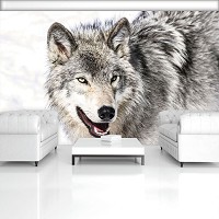 Фото животных флизелиновые 3д фотообои 312x219 см Снежный волк (2939VEXXL)+клей