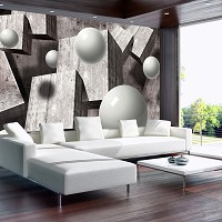 Флизелиновые фотообои 3 д 312x219 см Серые шары и кубики в пространстве (2943VEXXL)+клей - вид 6 миниатюра