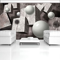 Флизелиновые фотообои 3 д 312x219 см Серые шары и кубики в пространстве (2943VEXXL)+клей