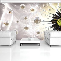 Флизелиновые фото обои с цветами и шарами 254x184 см 3Д Одуванчик и жемчуг (2946V4)+клей