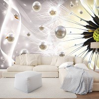 Флизелиновые фото обои цветок и шары 368x254 см 3Д Одуванчик и жемчуг (2946V8)+клей