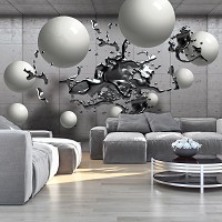 Триде флизелиновые фотообои 416x254 см 3д Серая геометрическая абстракция (2947VEXXXL)+клей