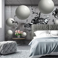 Флизелиновые фотообои 254x184 см 3д Серая геометрическая абстракция (2947V4)+клей