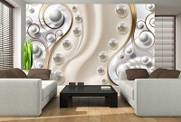 Абстрактные флизелиновые фотообои на стену 254x184 см 3Д Серые шарики и жемчужины (2951V4)+клей