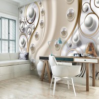 Абстракция флизелиновые фотообои на стену 312x219 см 3Д Серые шарики и жемчужины (2951VEXXL)+клей