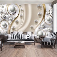 Флизелиновые фотообои абстракция в интерьере 416x254 см 3Д Серые шарики и жемчужины (2951VEXXXL)+клей - вид 8 миниатюра