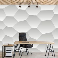 Флизелиновые фотообои абстракция в интерьере соты 416x254 см 3Д Белые шестигранники (2953VEXXXL)+клей